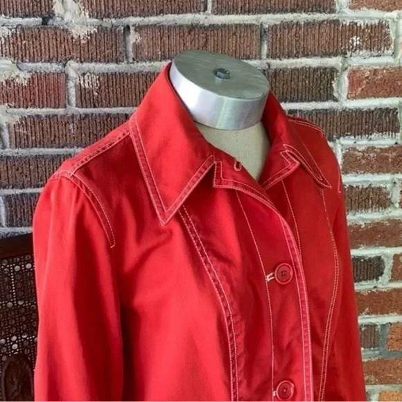 Vintage Stunning DKNYC Bold Orange Red Trench Coat - Picture 4 of 9